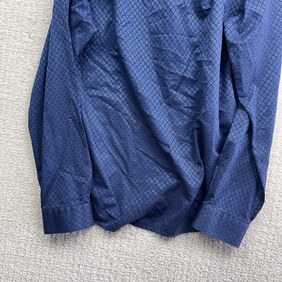 Au Noir Shirt Men Sz 4 Button Up Blue Geometric Holographic AOP Boho Preppy - Picture 12 of 13